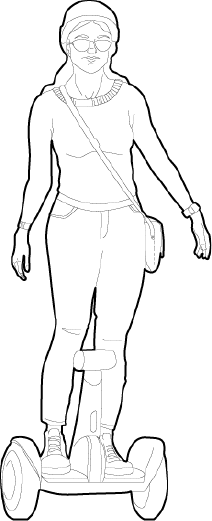 Drawing of a person on a hoverboard dwg cad