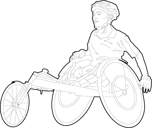 Man using a racing wheelchair cad blocks