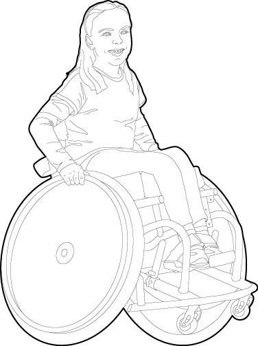 Young girl using a wheelchair people dwg