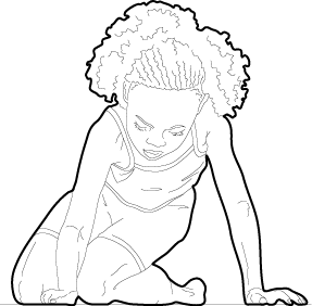 Drawing of a girl playing cad block