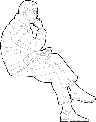 man sitting down drawing